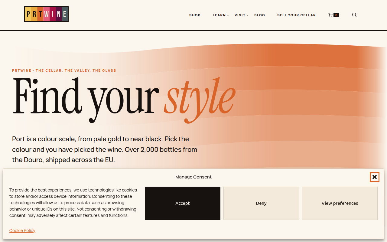 Screenshot van prtwine.com