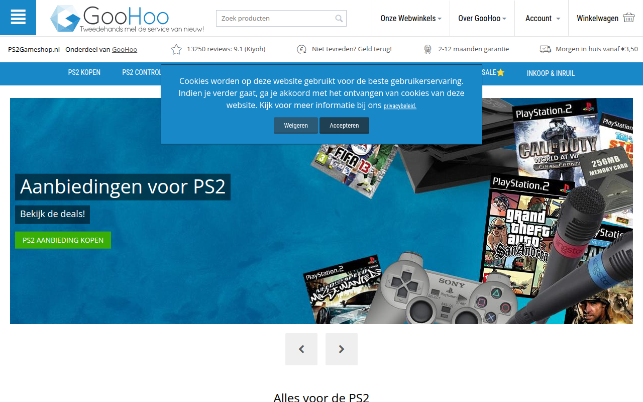 Screenshot van ps2gameshop.nl