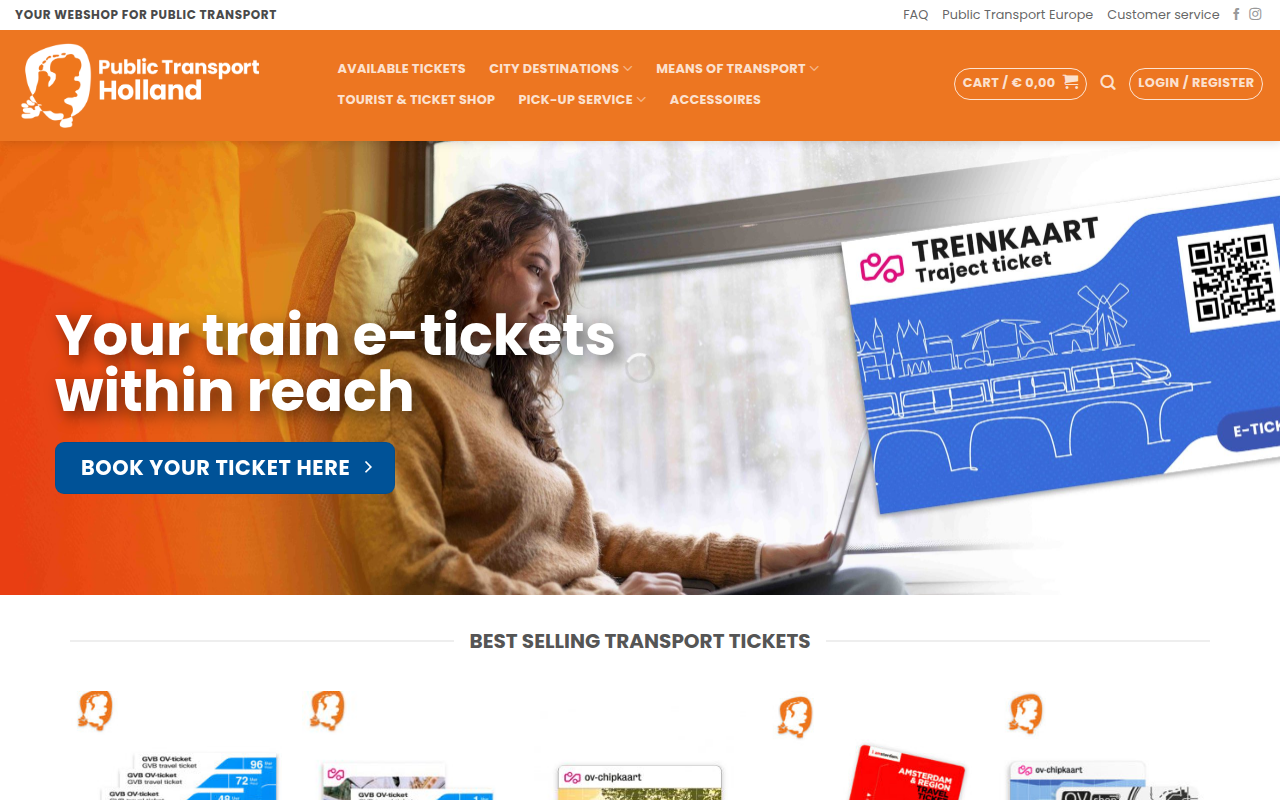 Screenshot van public-transport-holland.com