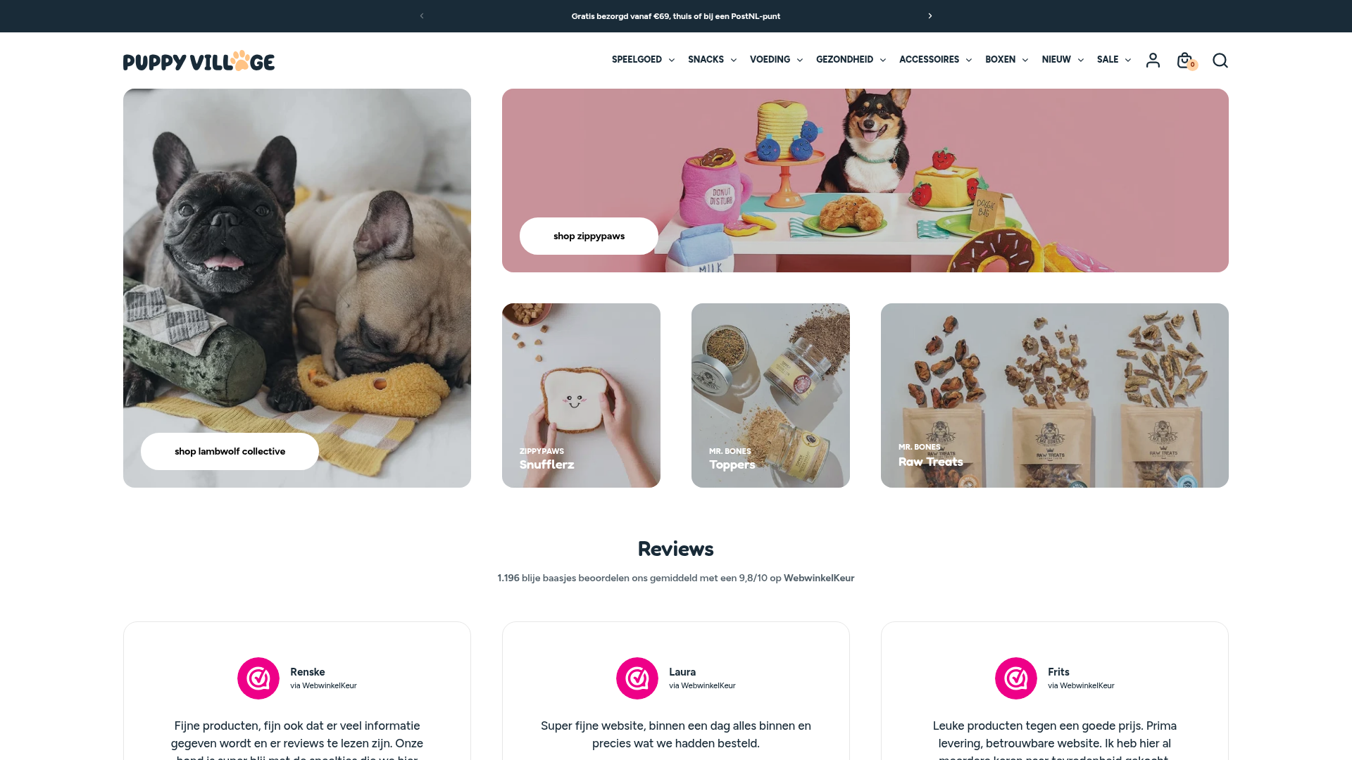 Screenshot van puppyvillage.nl
