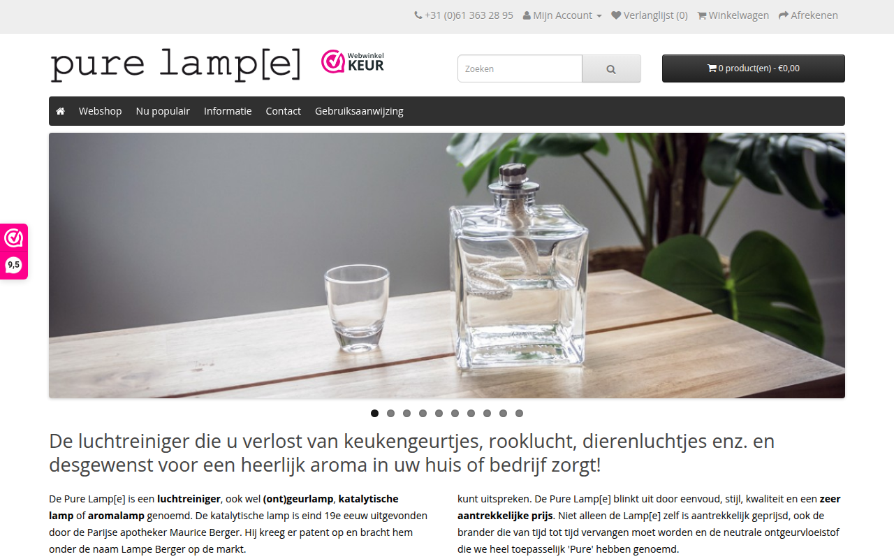 Screenshot van pure-lampe.com