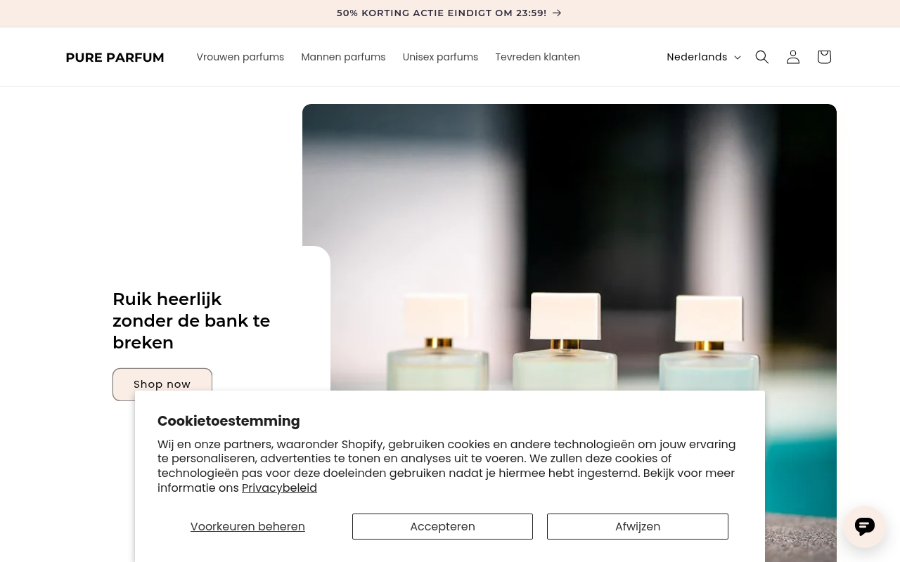 Screenshot van pureparfum.nl