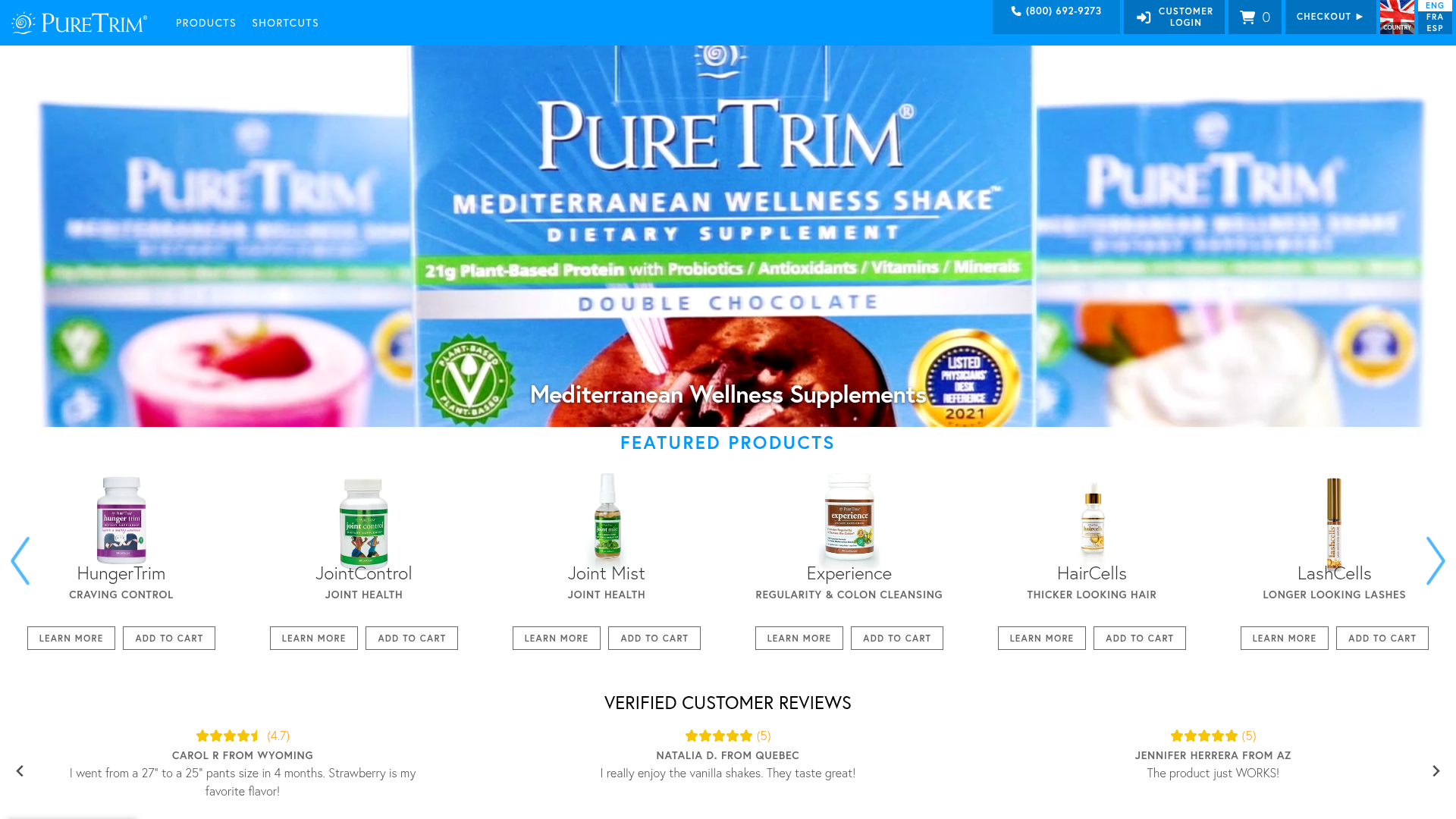 Screenshot van puretrim.com