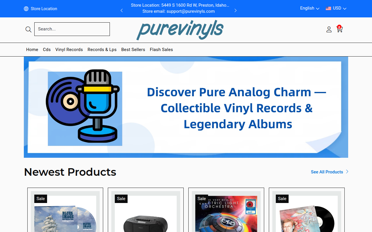 Screenshot van purevinyls.com