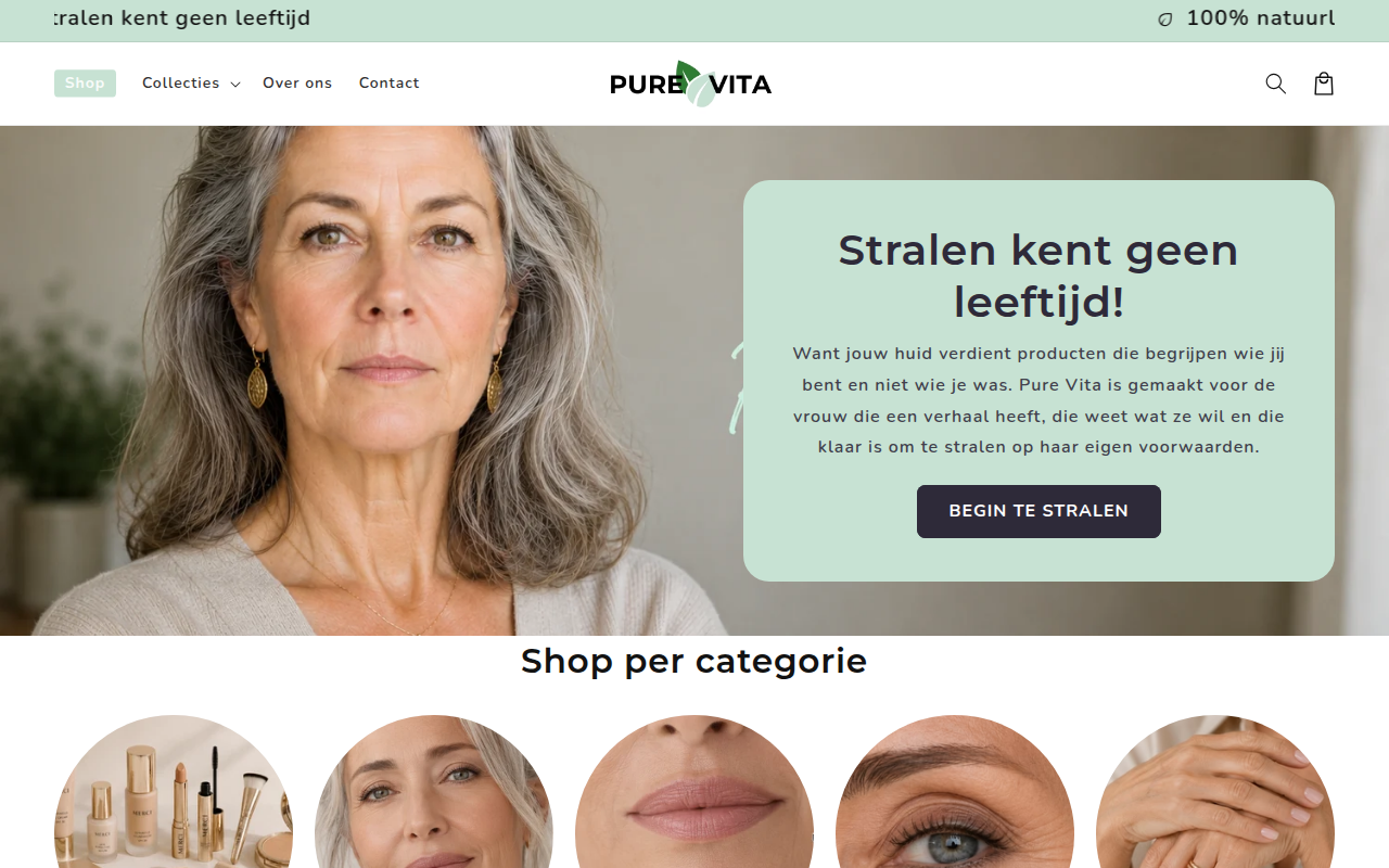 Screenshot van purevitastore.com