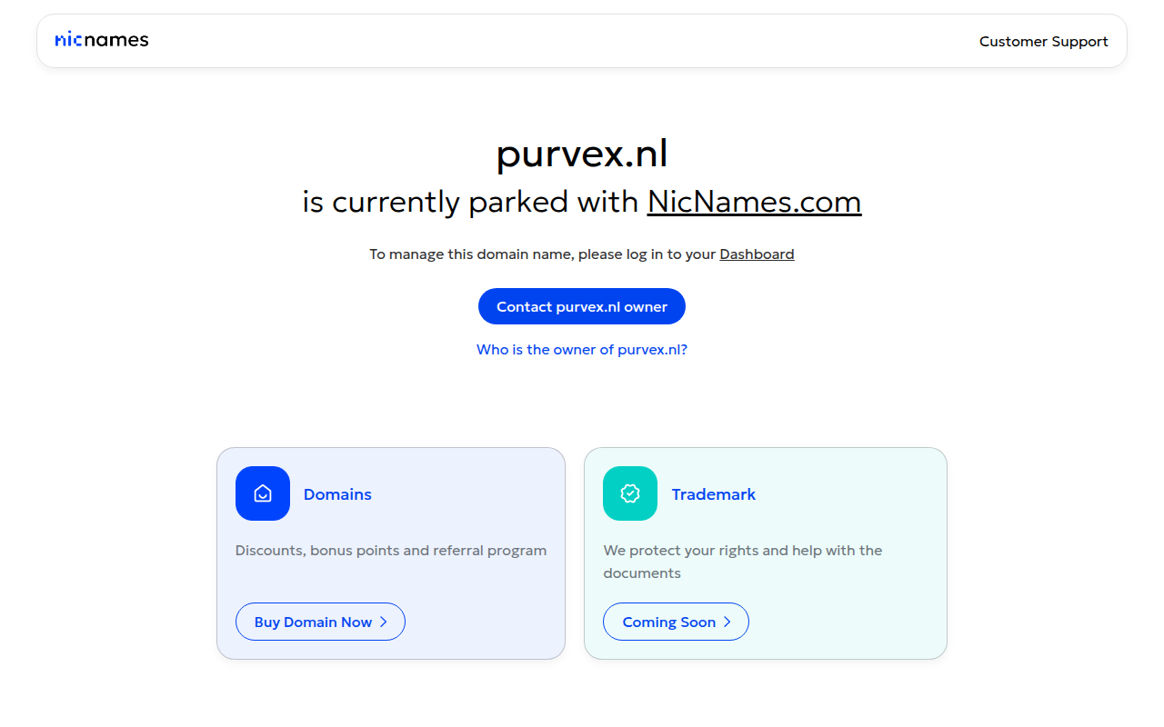 Screenshot van purvex.nl