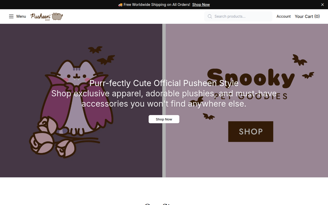 Screenshot van pusheenmerch.com