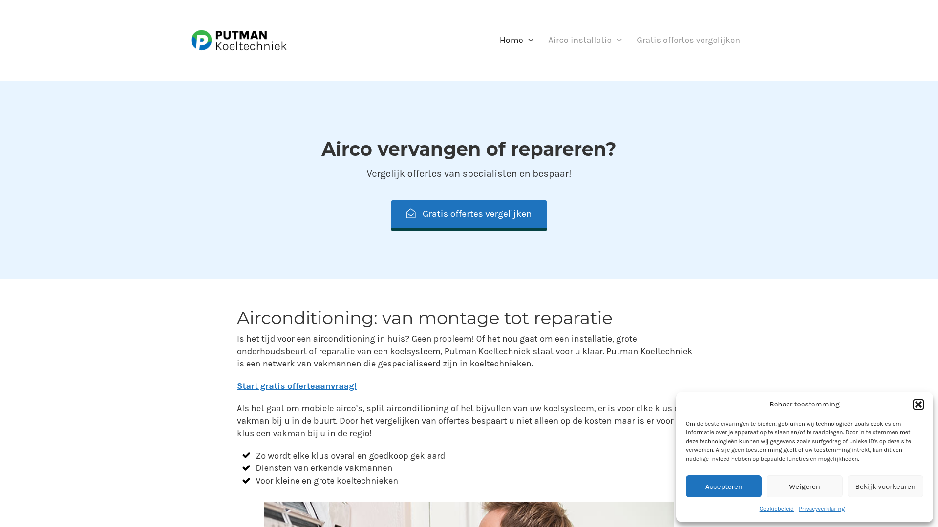 Screenshot van putmankoeltechniek.nl