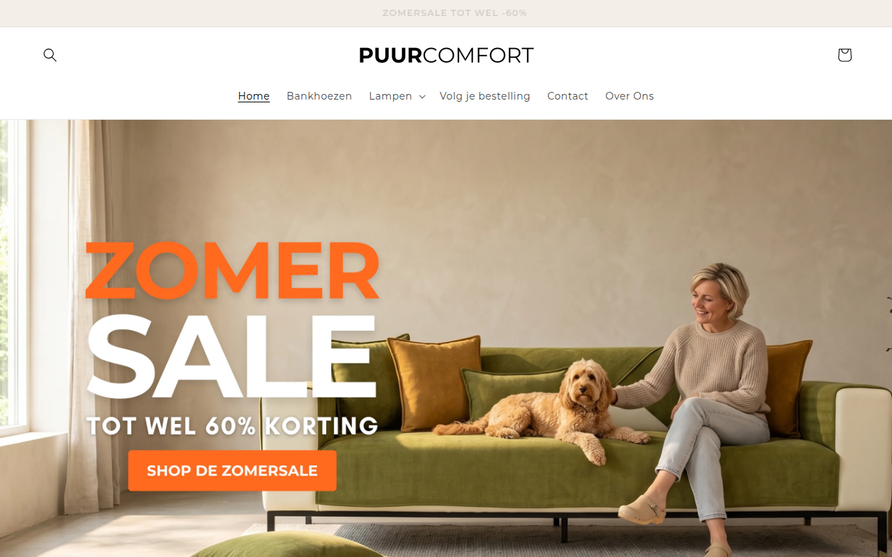 Screenshot van puurcomfort.nl