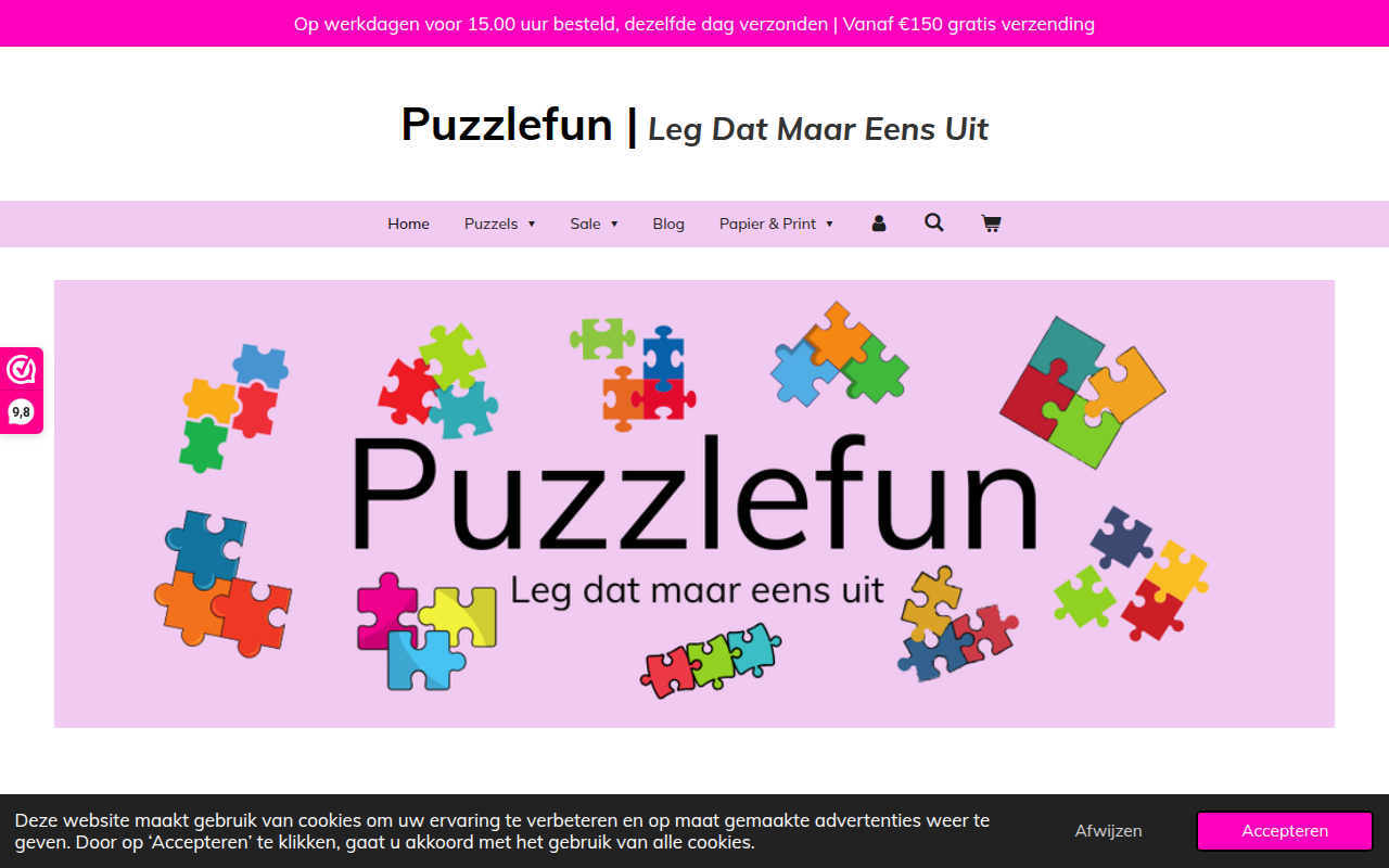 Screenshot van puzzlefun.nl