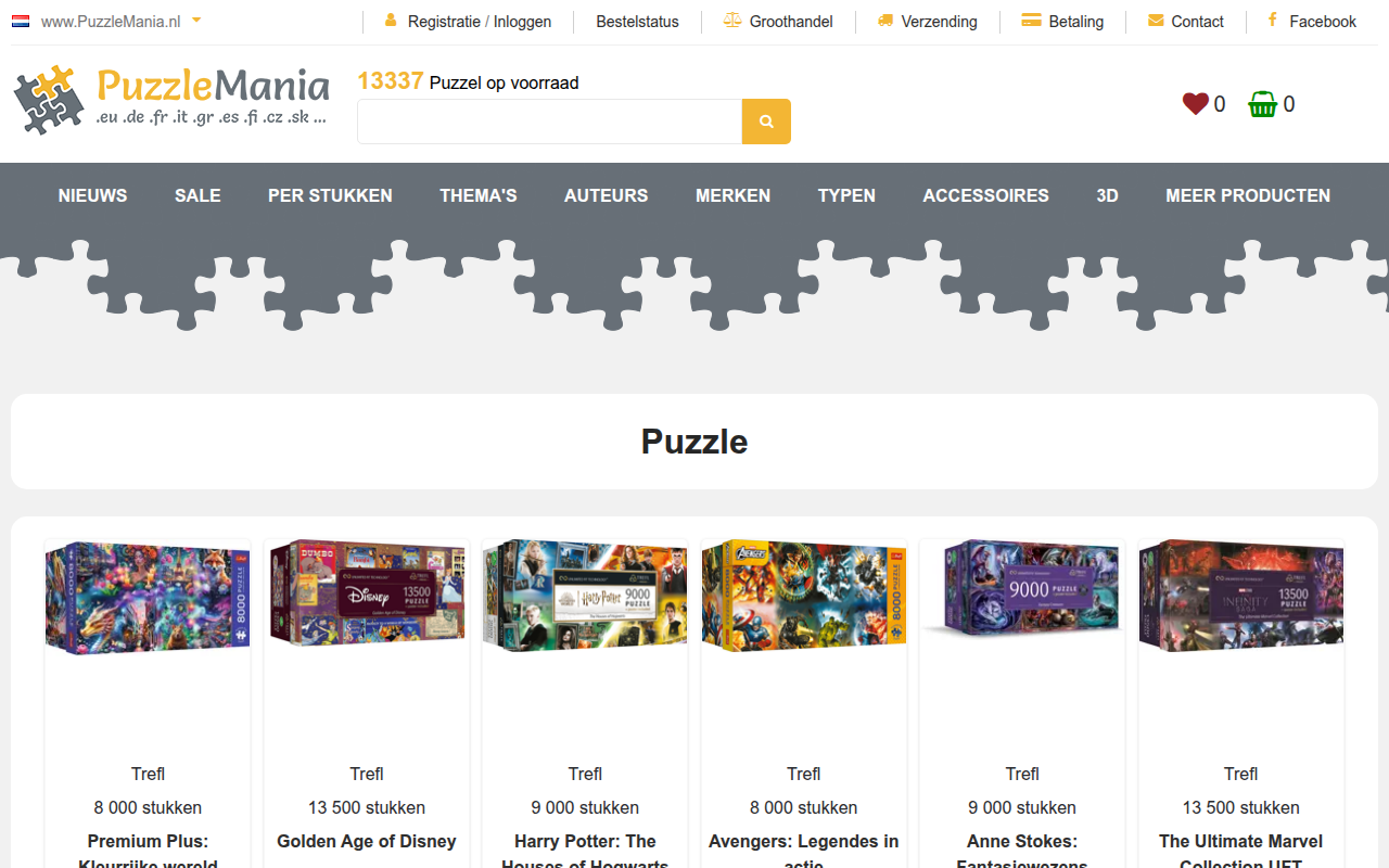 Screenshot van puzzlemania.nl