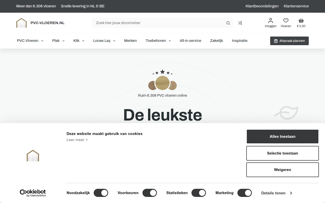 Screenshot van pvc-vloeren.nl