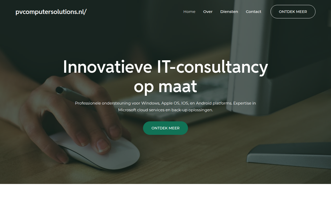 Screenshot van pvcomputersolutions.nl