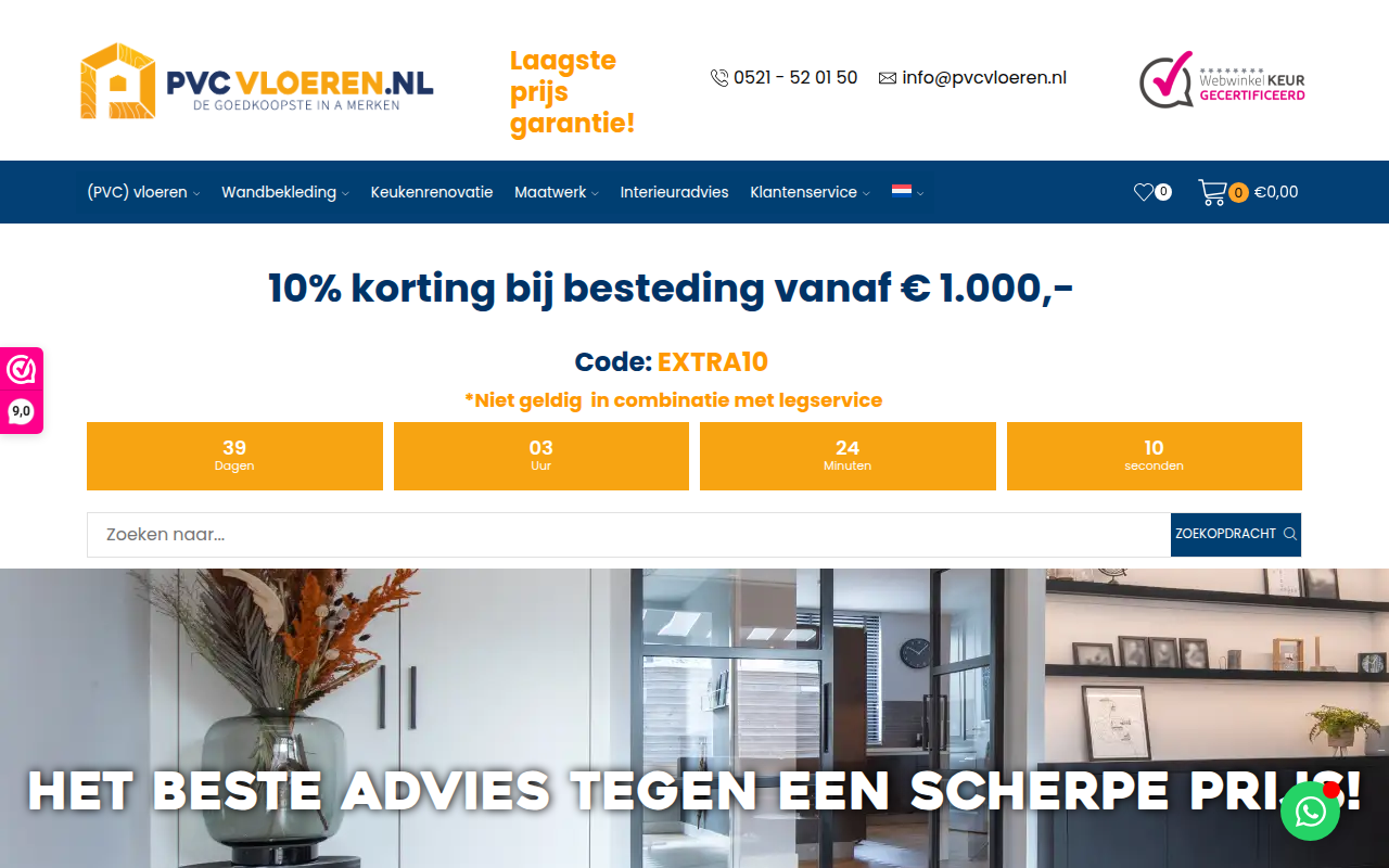 Screenshot van pvcvloeren.nl