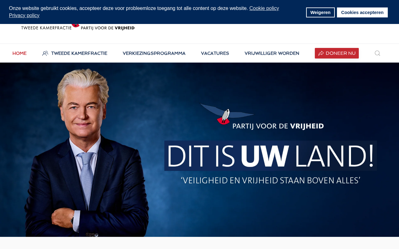 Screenshot van pvv.nl