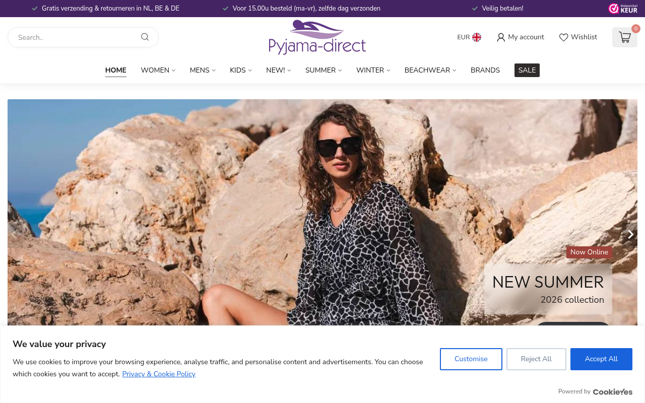 Screenshot van pyjama-direct.nl