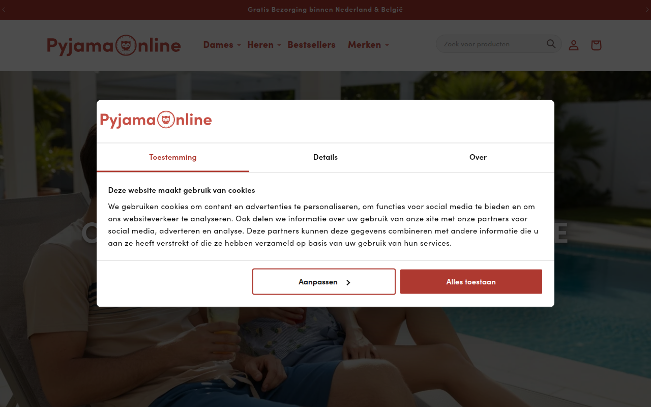 Screenshot van pyjamaonline.nl