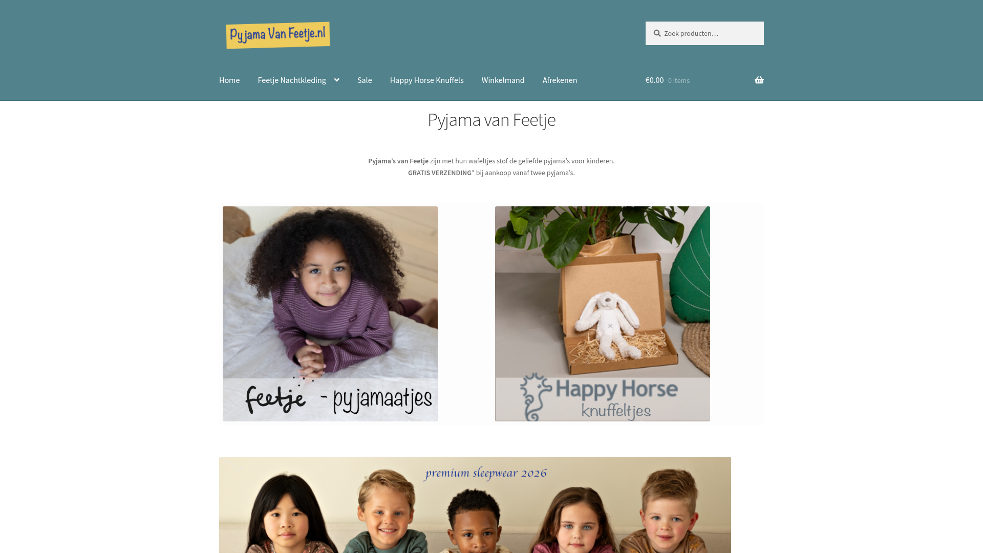 Screenshot van pyjamavanfeetje.nl