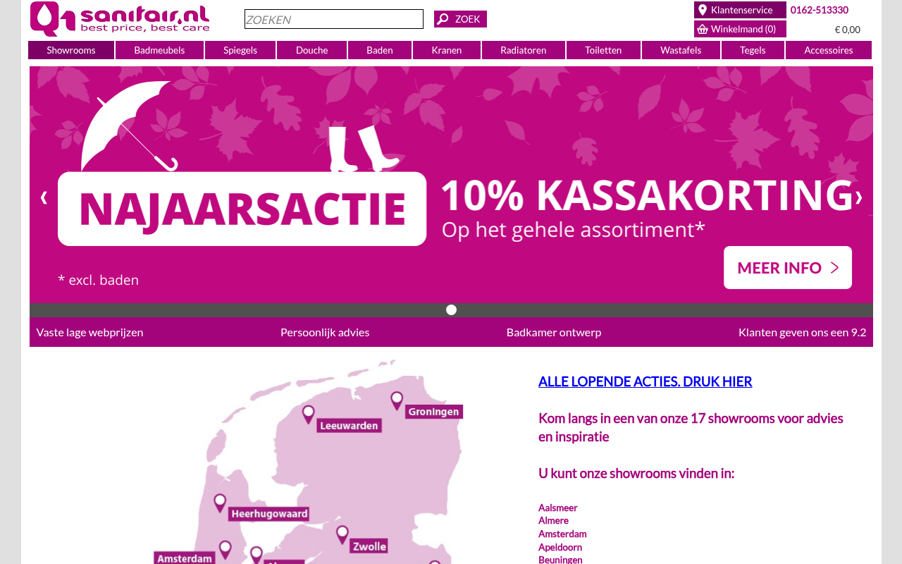 Screenshot van q1sanitair.nl