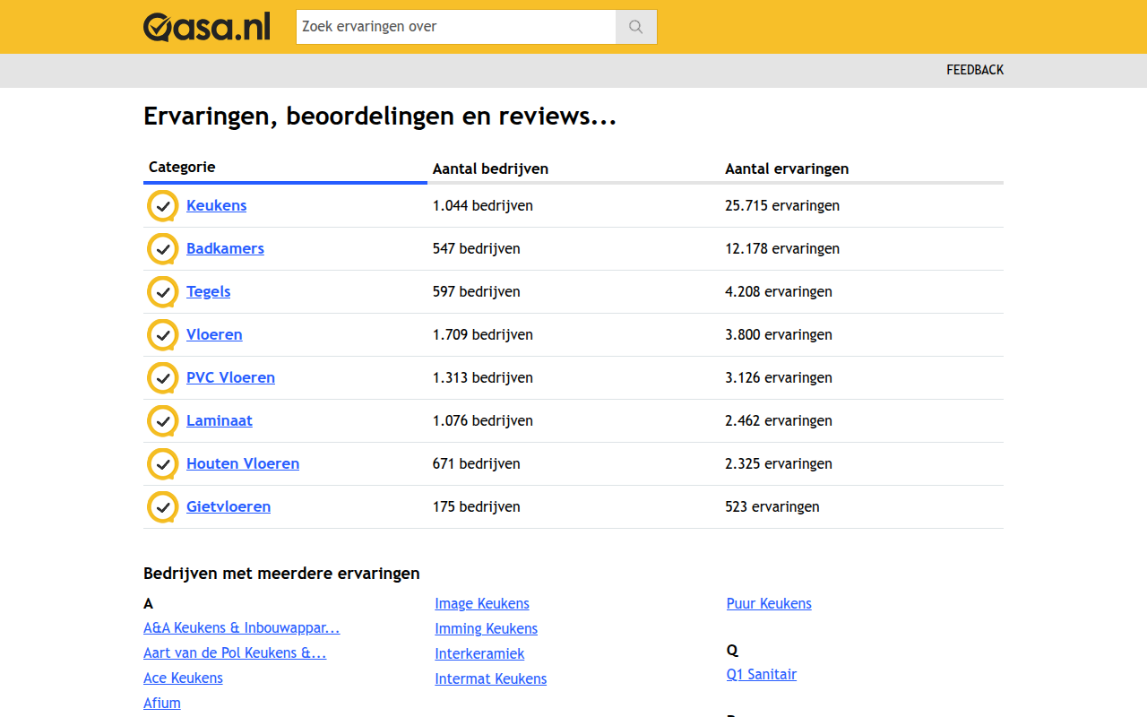 Screenshot van qasa.nl