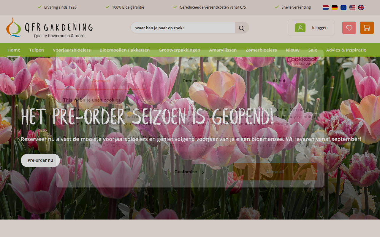 Screenshot van qfbgardening.nl