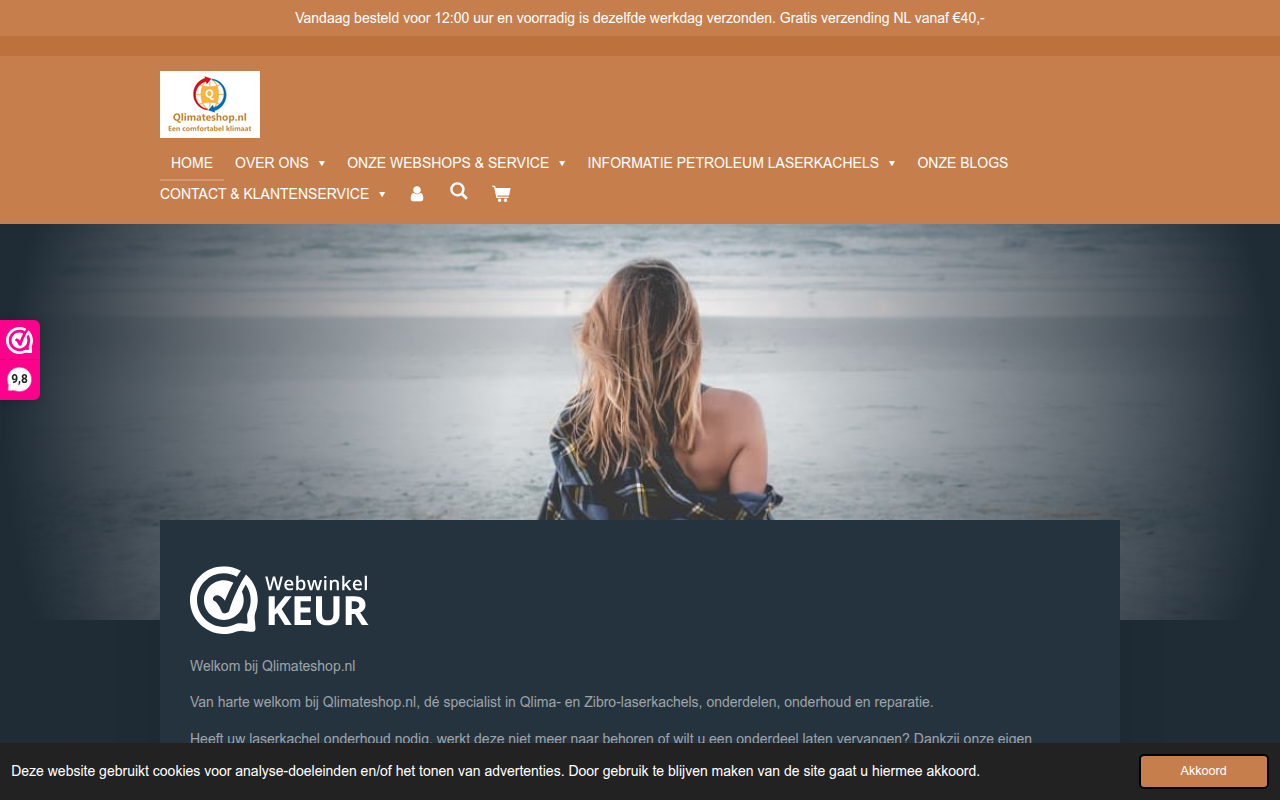 Screenshot van qlimateshop.nl