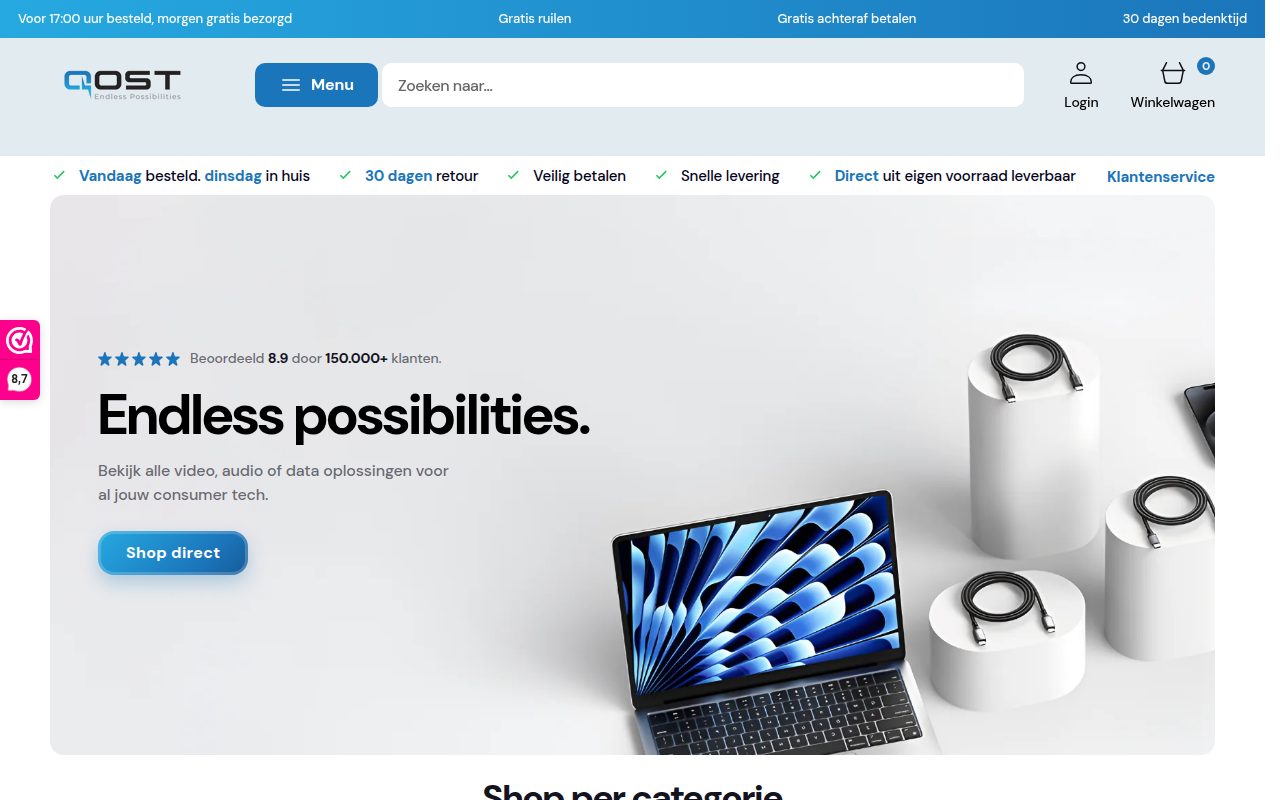 Screenshot van qost.nl