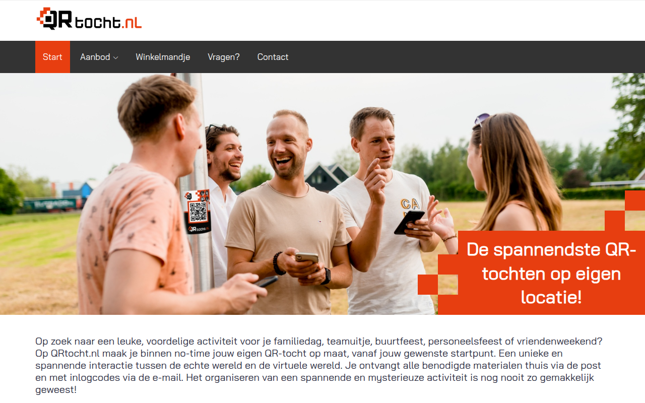 Screenshot van qrtocht.nl
