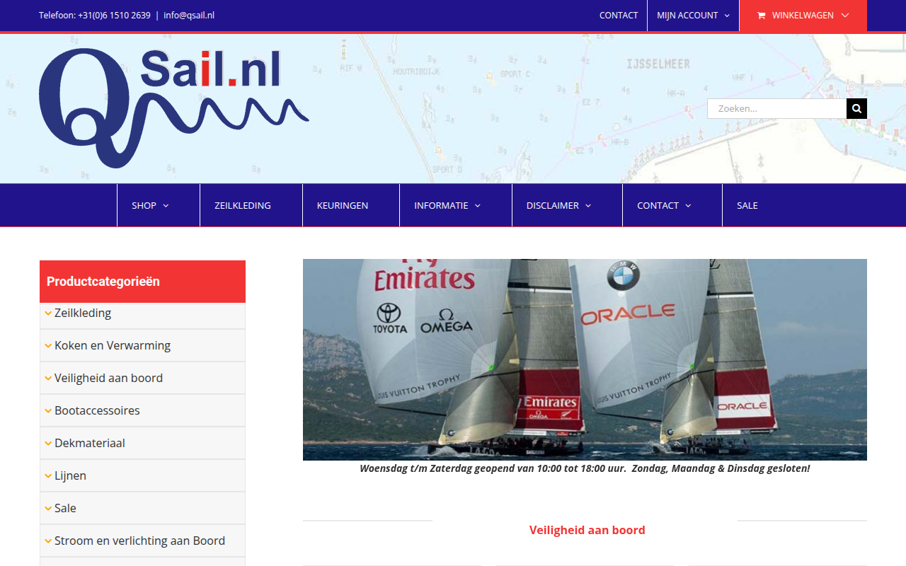 Screenshot van qsail.nl