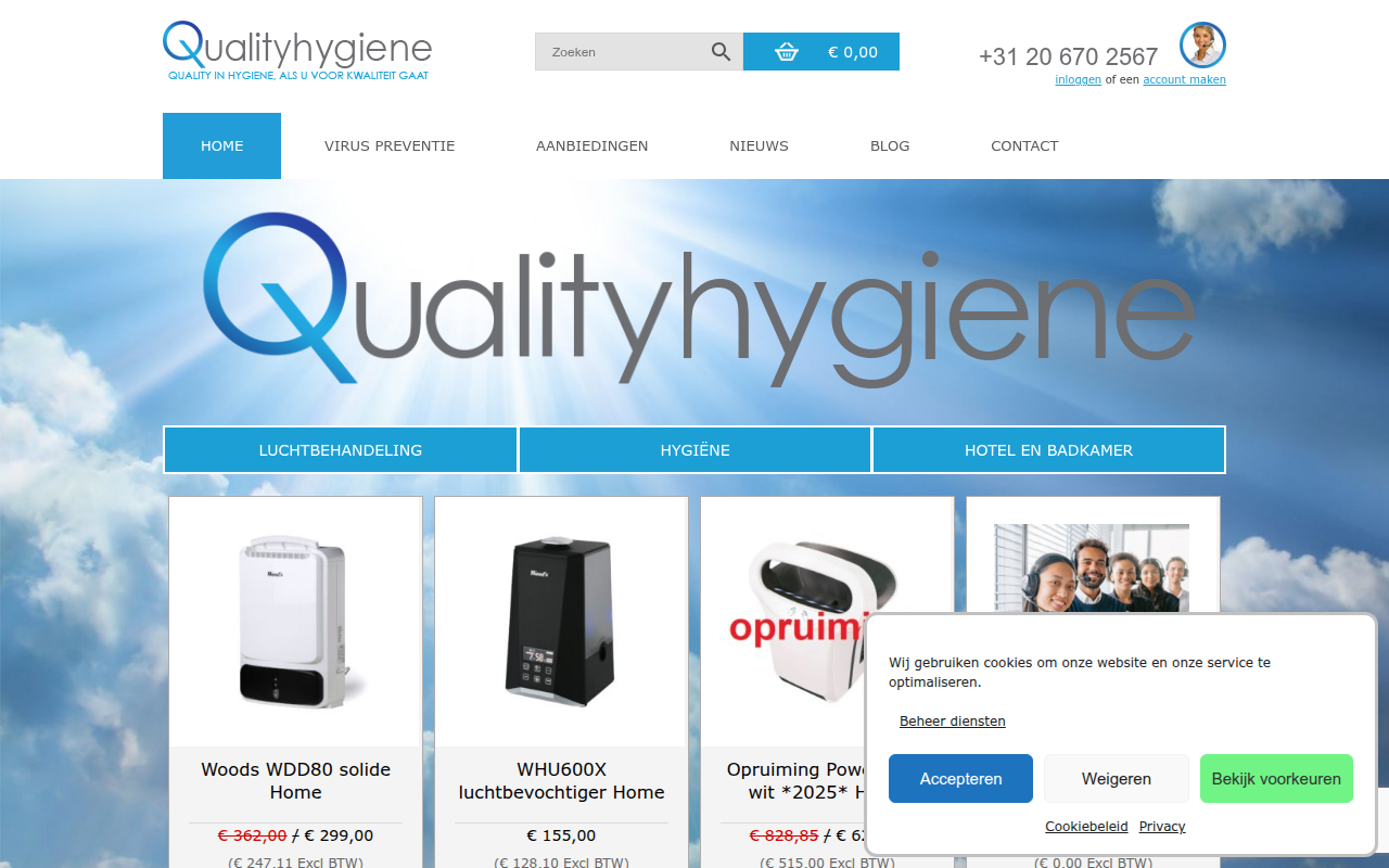 Screenshot van qualityhygiene.nl