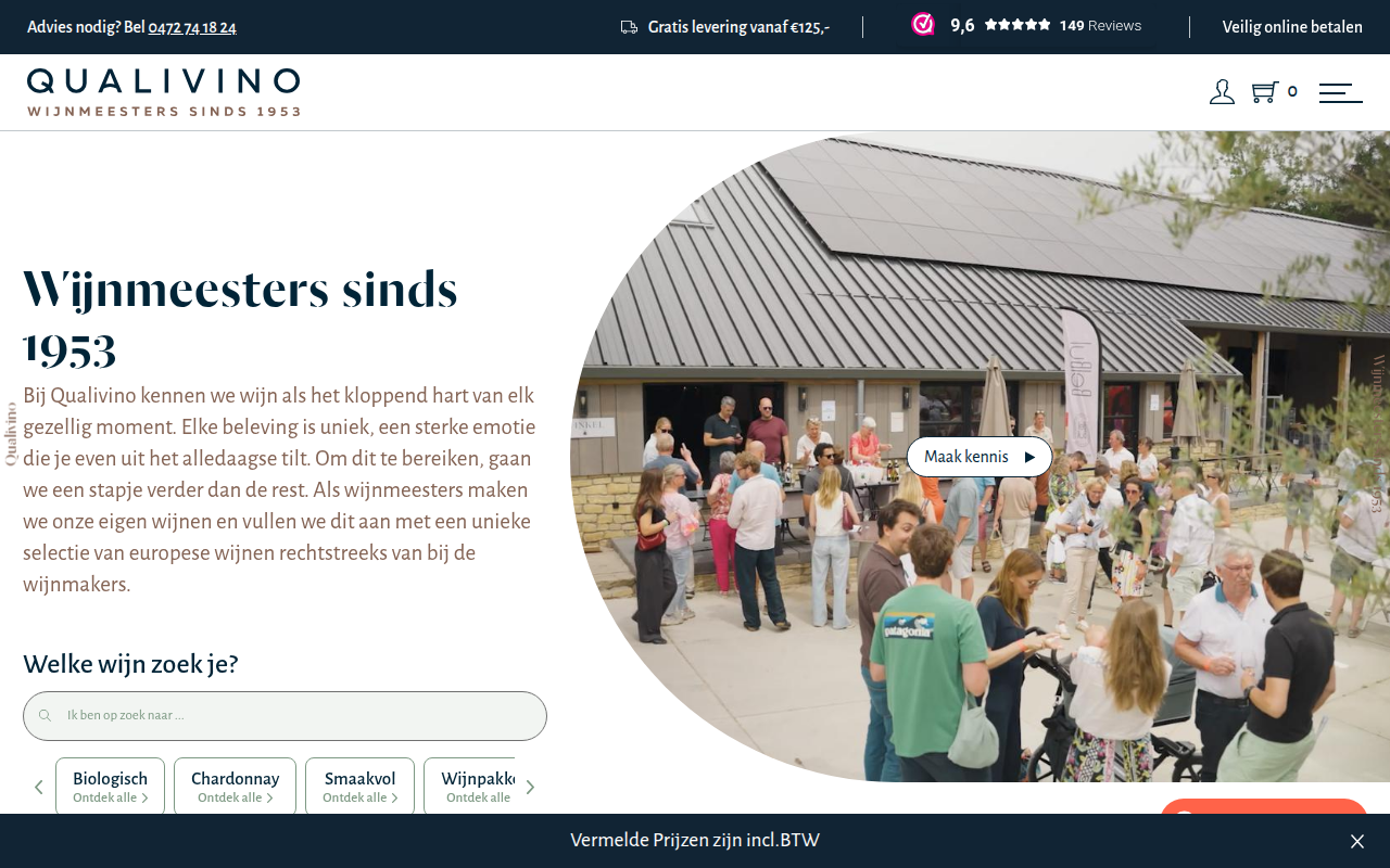 Screenshot van qualivino.be