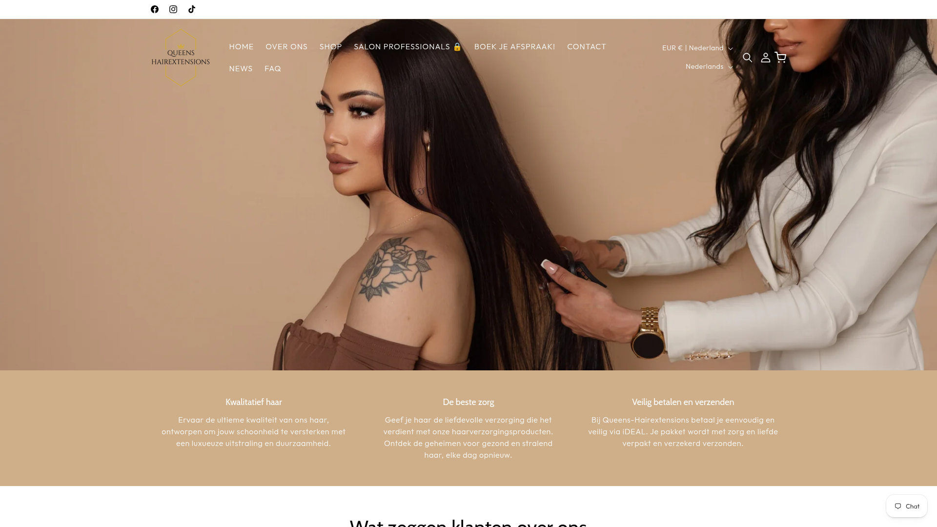 Screenshot van queens-hairextensions.nl