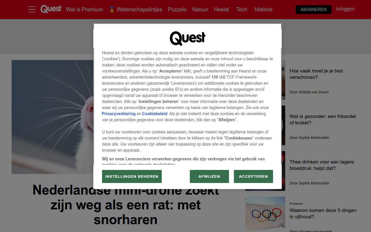 Screenshot van quest.nl