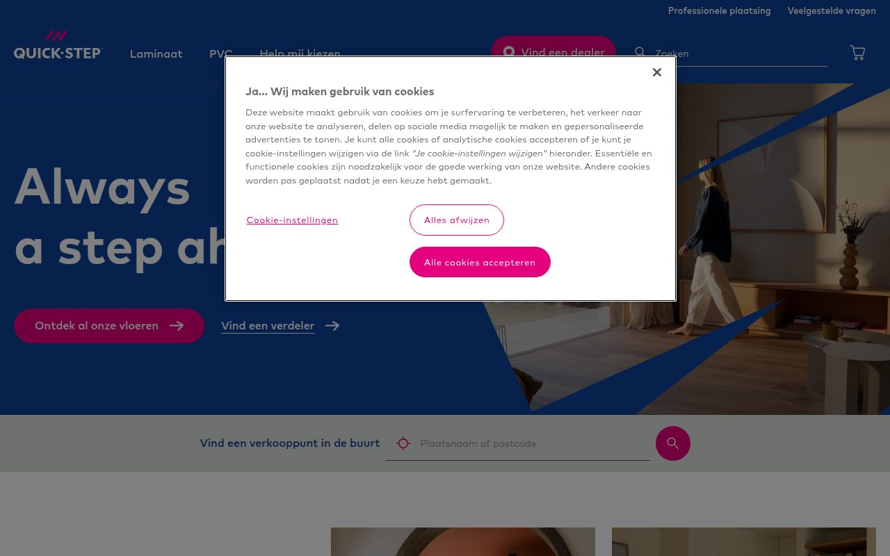 Screenshot van quick-step.nl