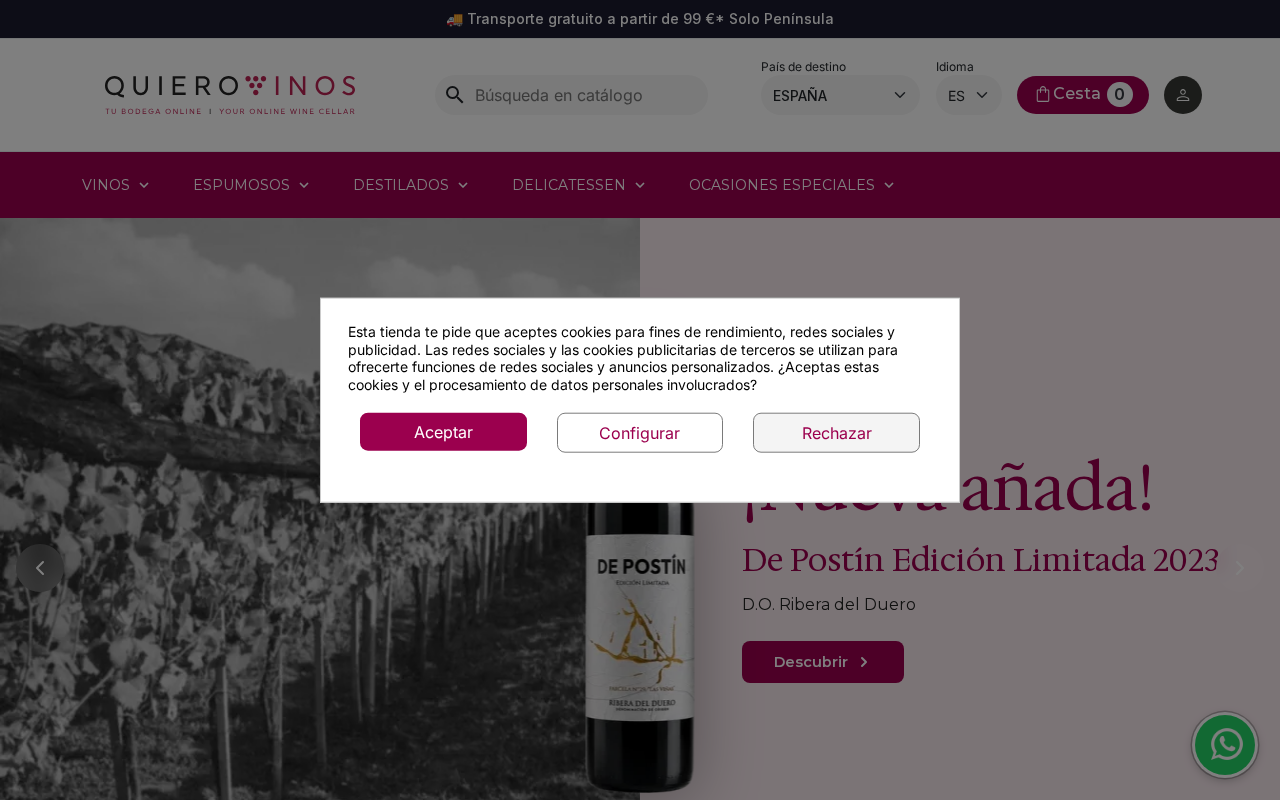 Screenshot van quierovinos.com