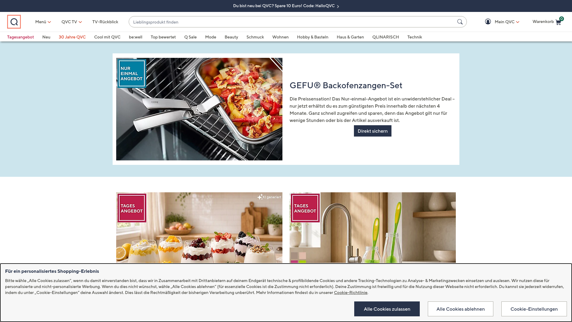 Screenshot van qvc.de
