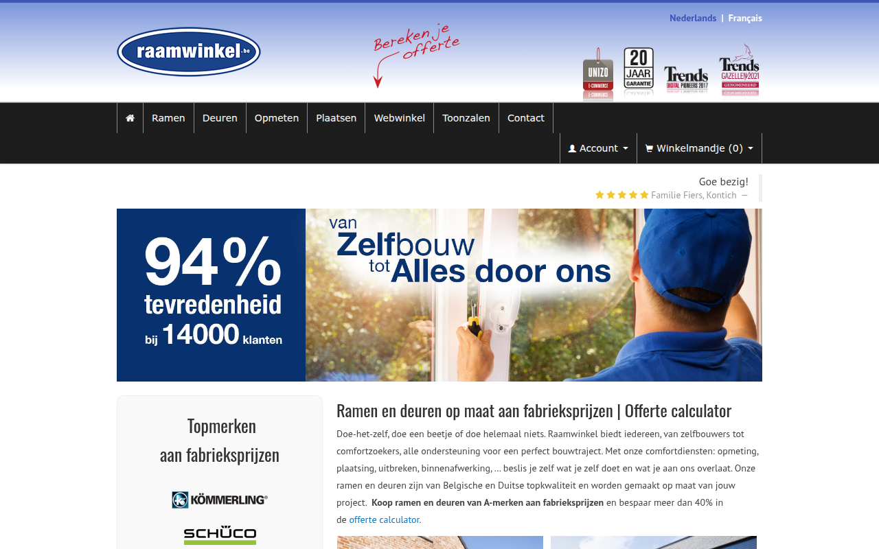 Screenshot van raamwinkel.be