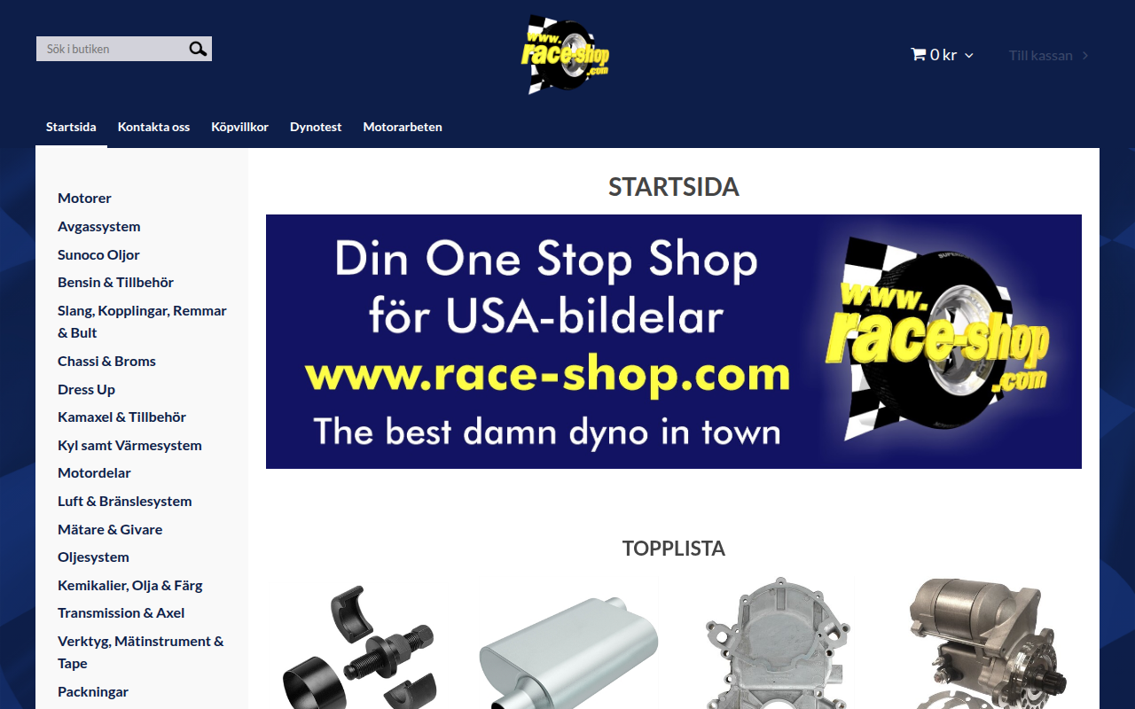 Screenshot van race-shop.com