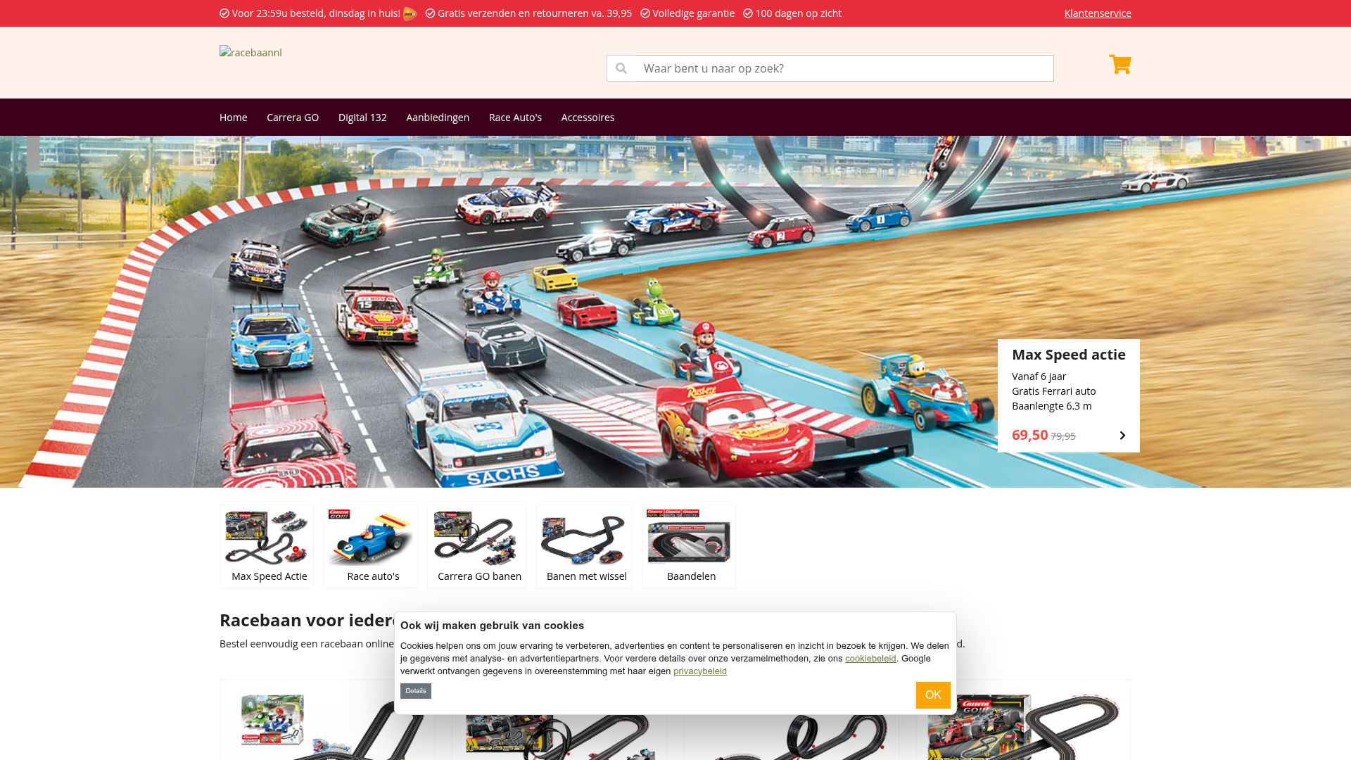 Screenshot van racebaan.nl