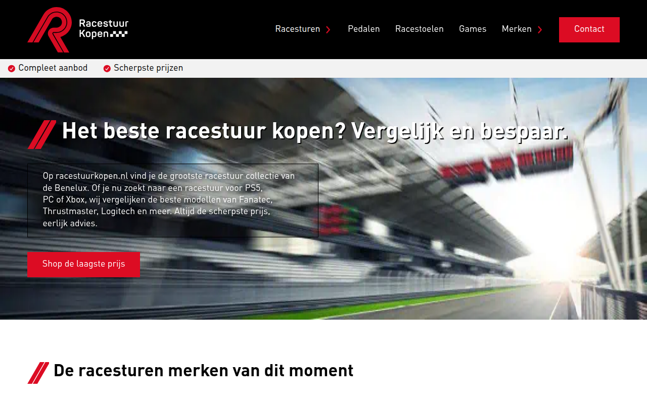 Screenshot van racestuurkopen.nl