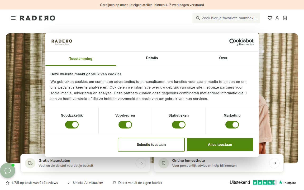 Screenshot van radero.nl