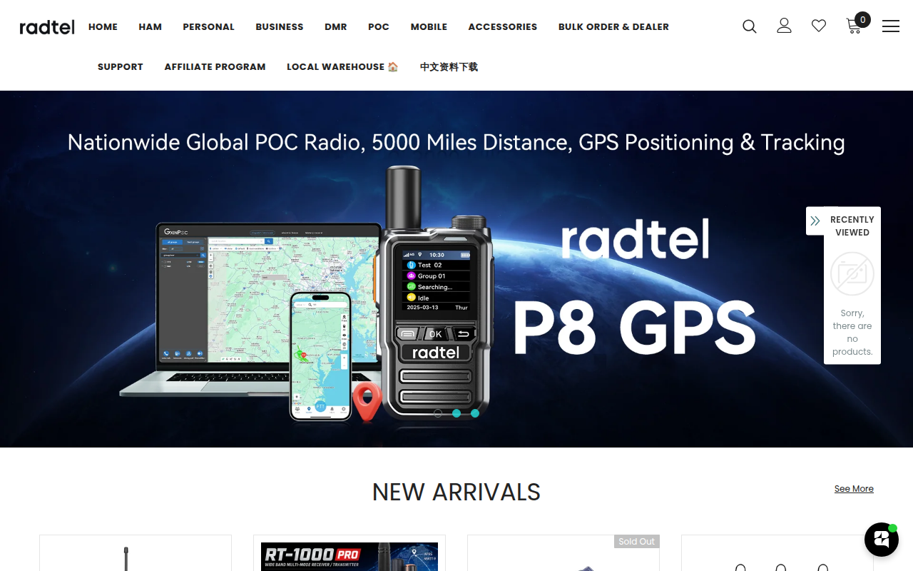 Screenshot van radtels.com
