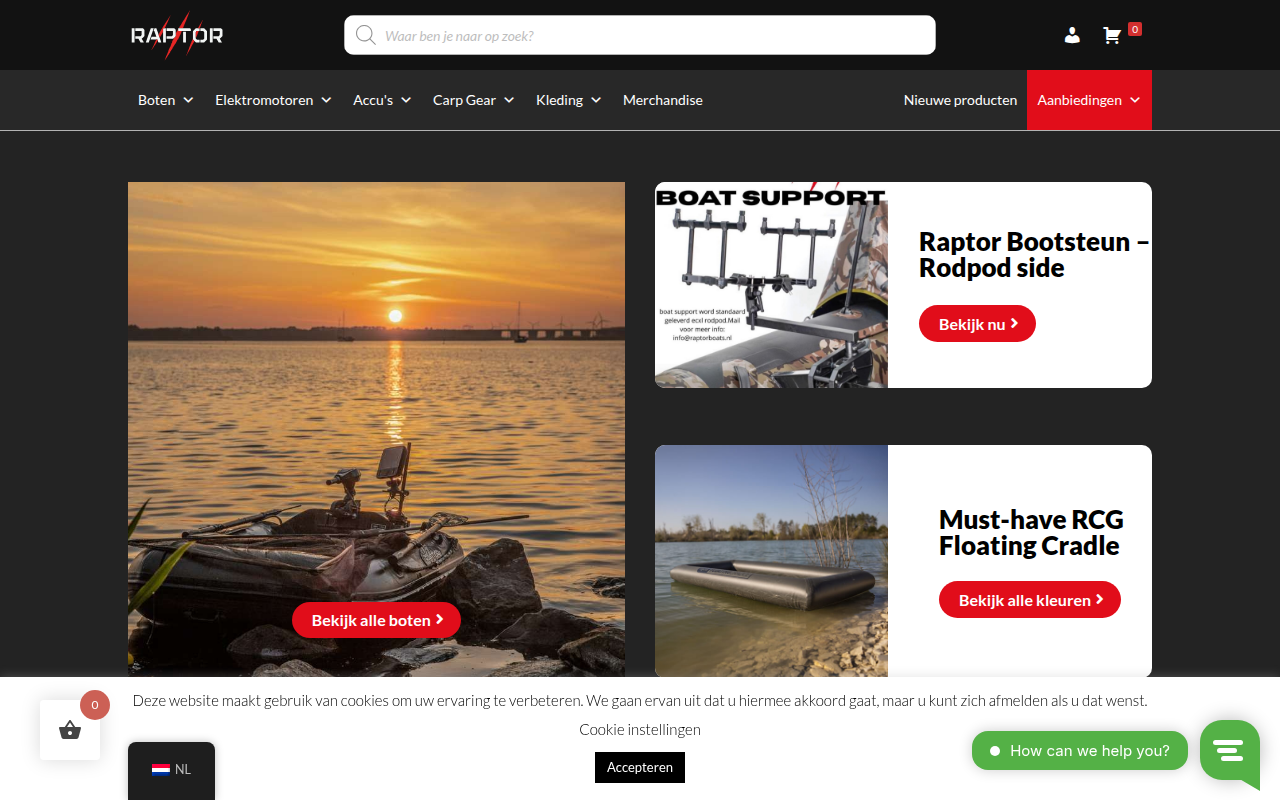 Screenshot van raptorboats.nl