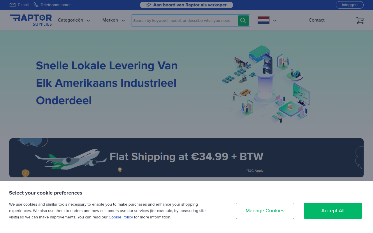 Screenshot van raptorsupplies.nl