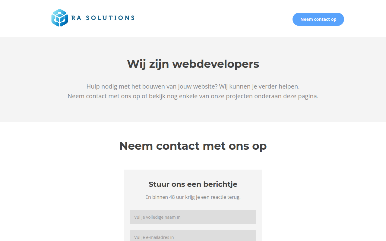 Screenshot van rasolutions.nl