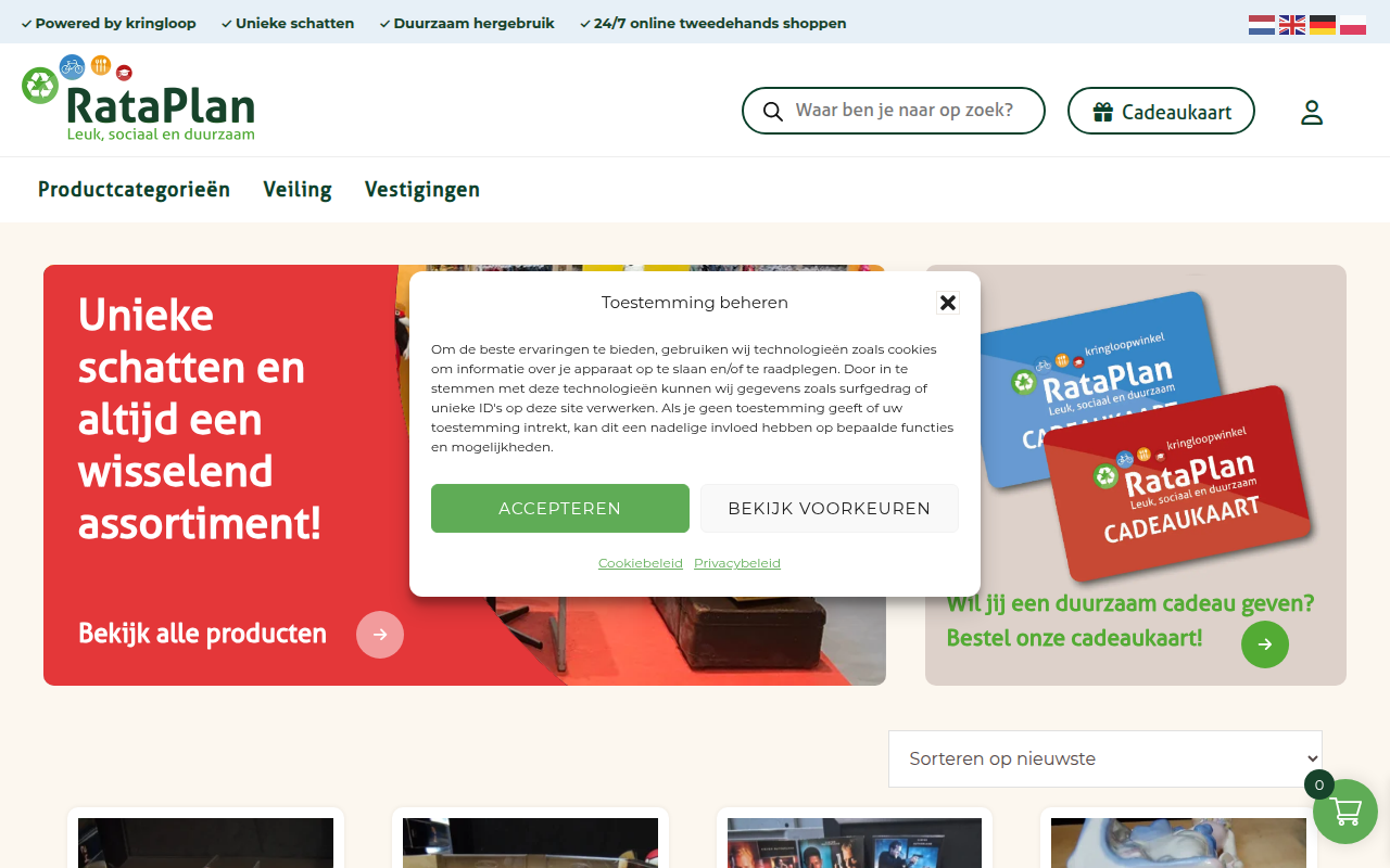 Screenshot van rataplan.com