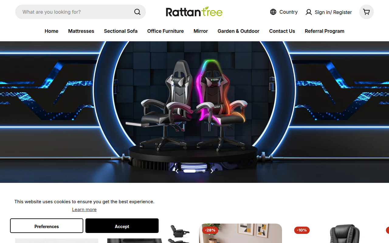 Screenshot van rattantree.com