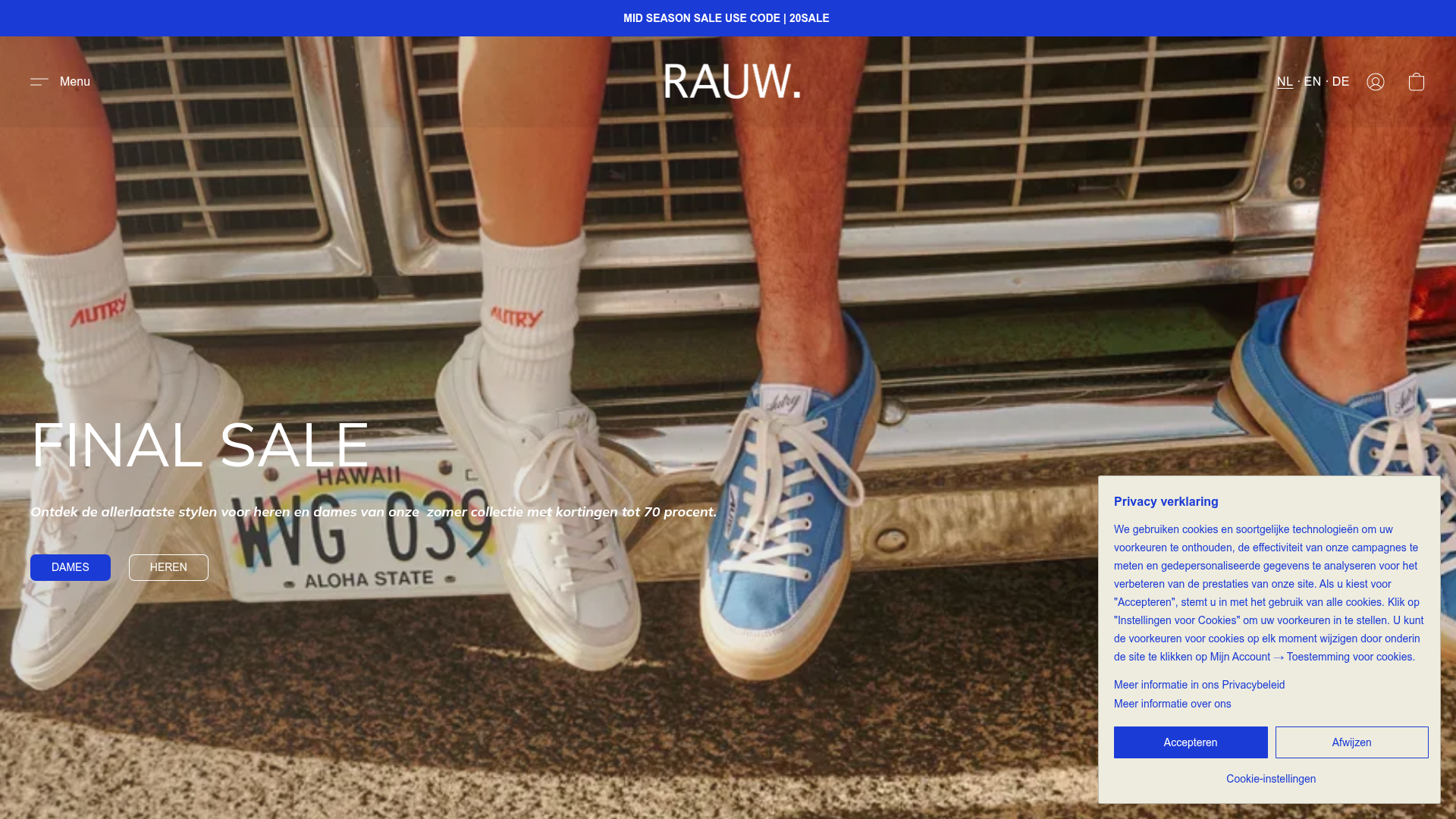 Screenshot van rauw-store.com