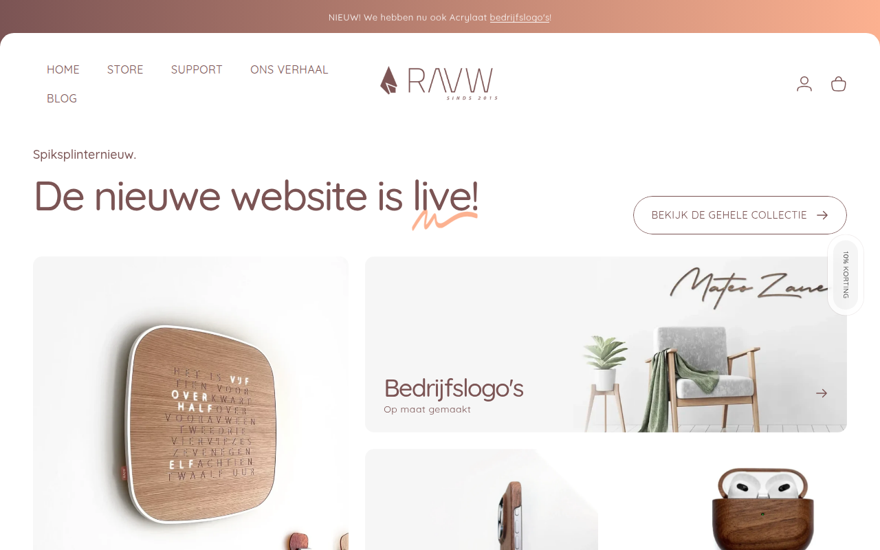 Screenshot van rauwstore.nl