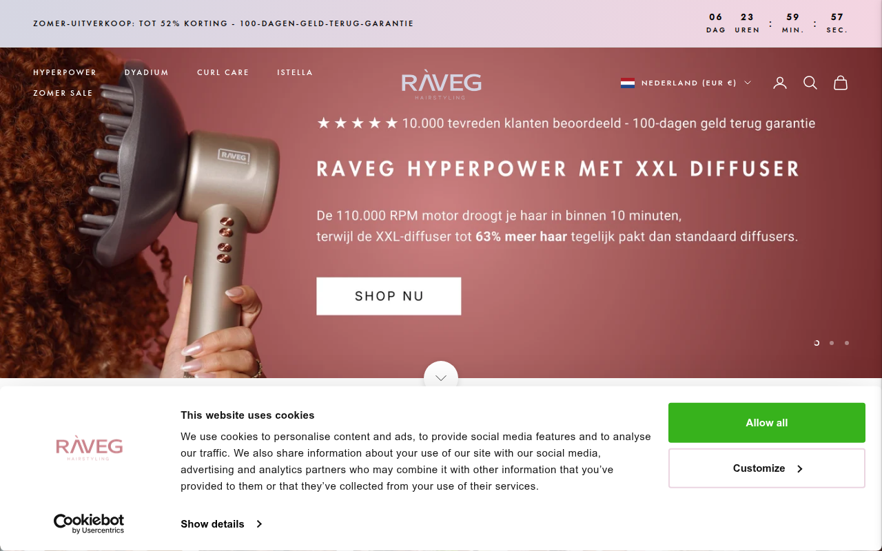 Screenshot van raveghairstyling.com